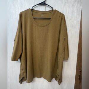 Garnet Hill Brown Boxy Relaxed Long Sleeve Tee